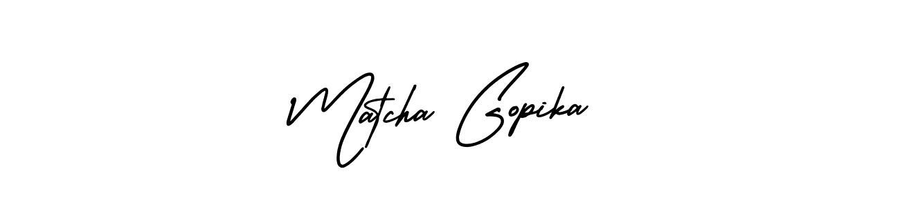 AmerikaSignatureDemo-Regular is a professional signature style that is perfect for those who want to add a touch of class to their signature. It is also a great choice for those who want to make their signature more unique. Get Matcha Gopika name to fancy signature for free. Matcha Gopika signature style 3 images and pictures png