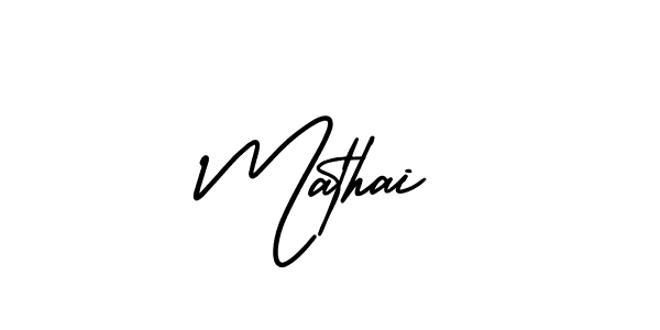 How to make Mathai name signature. Use AmerikaSignatureDemo-Regular style for creating short signs online. This is the latest handwritten sign. Mathai signature style 3 images and pictures png