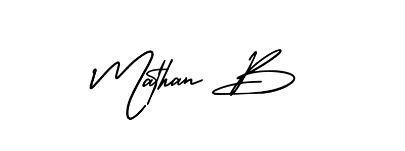 You should practise on your own different ways (AmerikaSignatureDemo-Regular) to write your name (Mathan B) in signature. don't let someone else do it for you. Mathan B signature style 3 images and pictures png