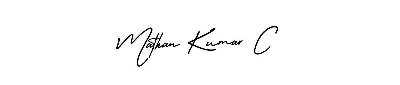 The best way (AmerikaSignatureDemo-Regular) to make a short signature is to pick only two or three words in your name. The name Mathan Kumar C include a total of six letters. For converting this name. Mathan Kumar C signature style 3 images and pictures png