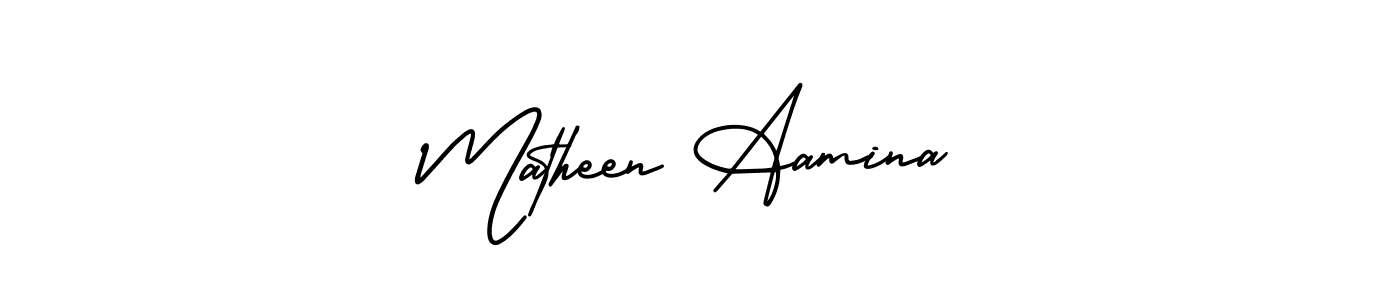 Make a beautiful signature design for name Matheen Aamina. With this signature (AmerikaSignatureDemo-Regular) style, you can create a handwritten signature for free. Matheen Aamina signature style 3 images and pictures png