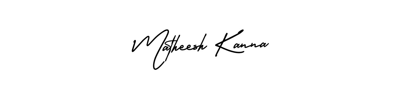 You should practise on your own different ways (AmerikaSignatureDemo-Regular) to write your name (Matheesh Kanna) in signature. don't let someone else do it for you. Matheesh Kanna signature style 3 images and pictures png