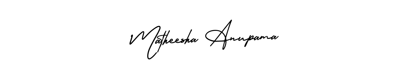 How to make Matheesha Anupama name signature. Use AmerikaSignatureDemo-Regular style for creating short signs online. This is the latest handwritten sign. Matheesha Anupama signature style 3 images and pictures png