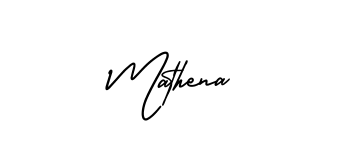 Design your own signature with our free online signature maker. With this signature software, you can create a handwritten (AmerikaSignatureDemo-Regular) signature for name Mathena. Mathena signature style 3 images and pictures png