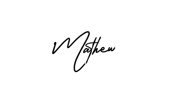 Use a signature maker to create a handwritten signature online. With this signature software, you can design (AmerikaSignatureDemo-Regular) your own signature for name Mathew. Mathew signature style 3 images and pictures png