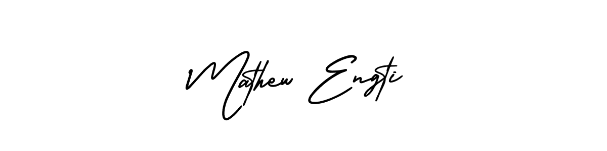You should practise on your own different ways (AmerikaSignatureDemo-Regular) to write your name (Mathew Engti) in signature. don't let someone else do it for you. Mathew Engti signature style 3 images and pictures png