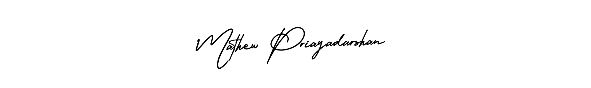 This is the best signature style for the Mathew Priayadarshan name. Also you like these signature font (AmerikaSignatureDemo-Regular). Mix name signature. Mathew Priayadarshan signature style 3 images and pictures png