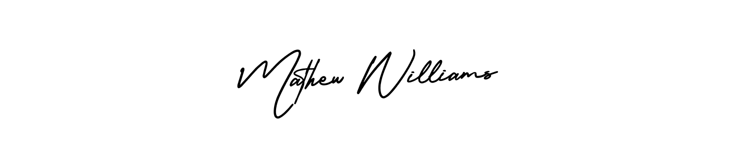 How to make Mathew Williams name signature. Use AmerikaSignatureDemo-Regular style for creating short signs online. This is the latest handwritten sign. Mathew Williams signature style 3 images and pictures png