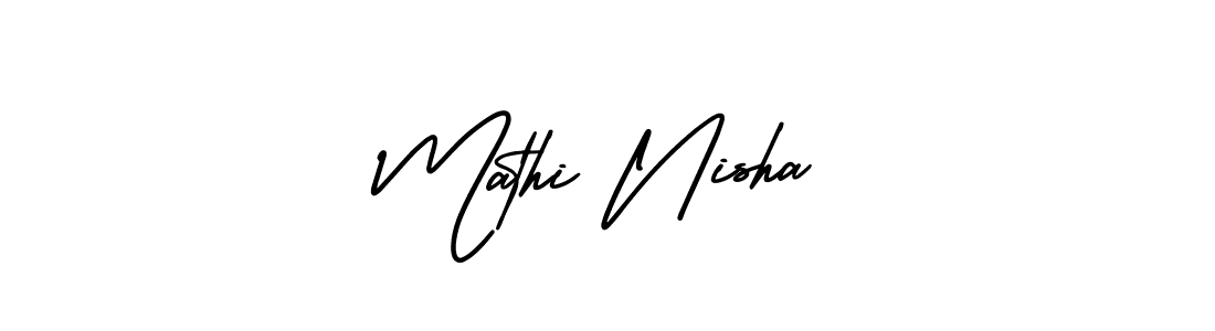 Mathi Nisha stylish signature style. Best Handwritten Sign (AmerikaSignatureDemo-Regular) for my name. Handwritten Signature Collection Ideas for my name Mathi Nisha. Mathi Nisha signature style 3 images and pictures png