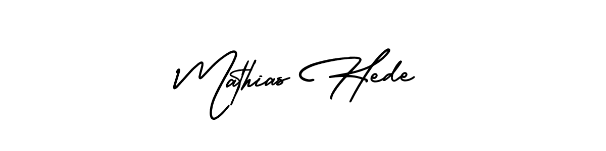 Use a signature maker to create a handwritten signature online. With this signature software, you can design (AmerikaSignatureDemo-Regular) your own signature for name Mathias Hede. Mathias Hede signature style 3 images and pictures png