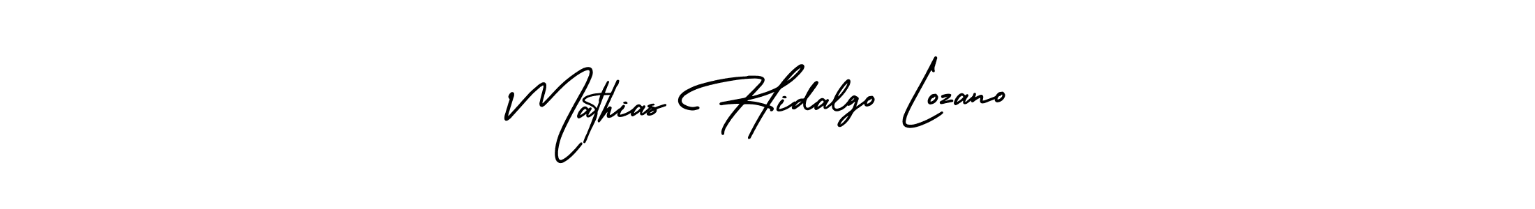 Check out images of Autograph of Mathias Hidalgo Lozano name. Actor Mathias Hidalgo Lozano Signature Style. AmerikaSignatureDemo-Regular is a professional sign style online. Mathias Hidalgo Lozano signature style 3 images and pictures png