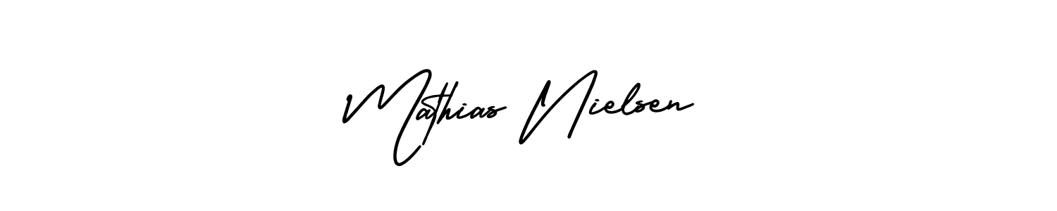 How to make Mathias Nielsen name signature. Use AmerikaSignatureDemo-Regular style for creating short signs online. This is the latest handwritten sign. Mathias Nielsen signature style 3 images and pictures png