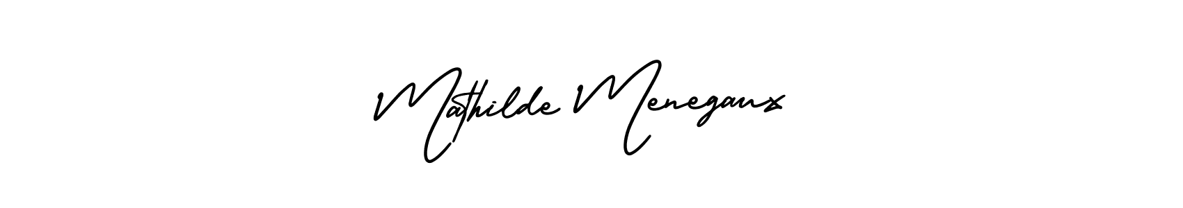 Make a short Mathilde Menegaux signature style. Manage your documents anywhere anytime using AmerikaSignatureDemo-Regular. Create and add eSignatures, submit forms, share and send files easily. Mathilde Menegaux signature style 3 images and pictures png