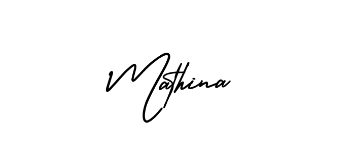 Mathina stylish signature style. Best Handwritten Sign (AmerikaSignatureDemo-Regular) for my name. Handwritten Signature Collection Ideas for my name Mathina. Mathina signature style 3 images and pictures png