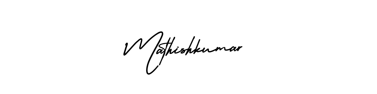 You should practise on your own different ways (AmerikaSignatureDemo-Regular) to write your name (Mathishkumar) in signature. don't let someone else do it for you. Mathishkumar signature style 3 images and pictures png
