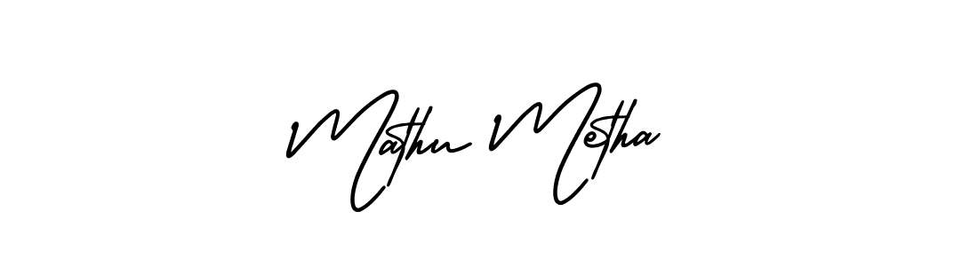 How to make Mathu Metha name signature. Use AmerikaSignatureDemo-Regular style for creating short signs online. This is the latest handwritten sign. Mathu Metha signature style 3 images and pictures png