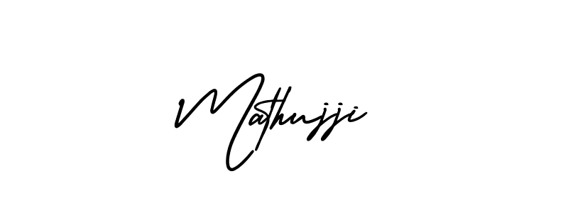 The best way (AmerikaSignatureDemo-Regular) to make a short signature is to pick only two or three words in your name. The name Mathujji include a total of six letters. For converting this name. Mathujji signature style 3 images and pictures png