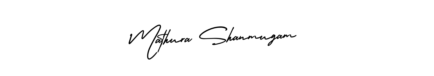 You should practise on your own different ways (AmerikaSignatureDemo-Regular) to write your name (Mathura Shanmugam) in signature. don't let someone else do it for you. Mathura Shanmugam signature style 3 images and pictures png