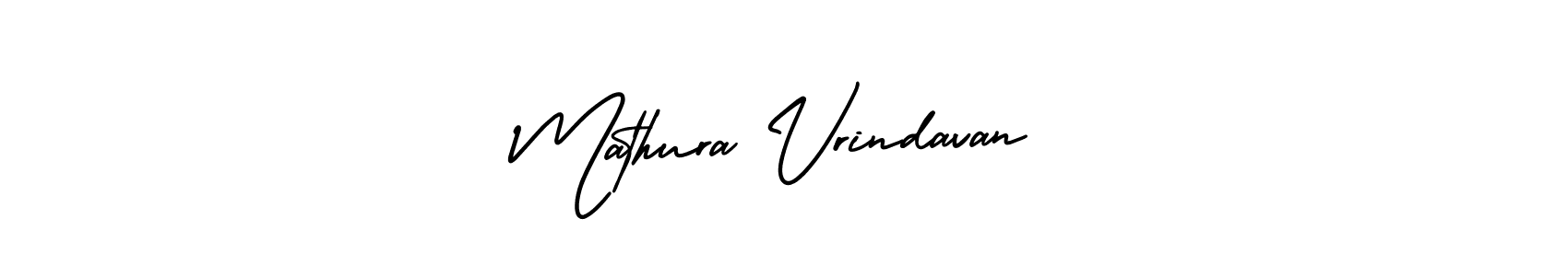 This is the best signature style for the Mathura Vrindavan name. Also you like these signature font (AmerikaSignatureDemo-Regular). Mix name signature. Mathura Vrindavan signature style 3 images and pictures png