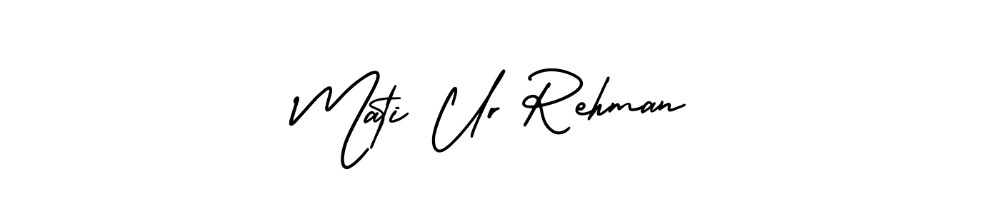 The best way (AmerikaSignatureDemo-Regular) to make a short signature is to pick only two or three words in your name. The name Mati Ur Rehman include a total of six letters. For converting this name. Mati Ur Rehman signature style 3 images and pictures png