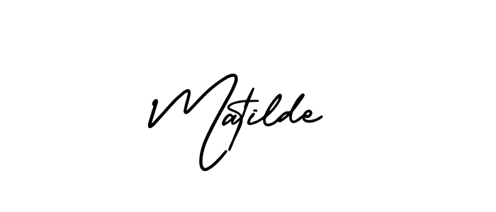 You should practise on your own different ways (AmerikaSignatureDemo-Regular) to write your name (Matilde) in signature. don't let someone else do it for you. Matilde signature style 3 images and pictures png