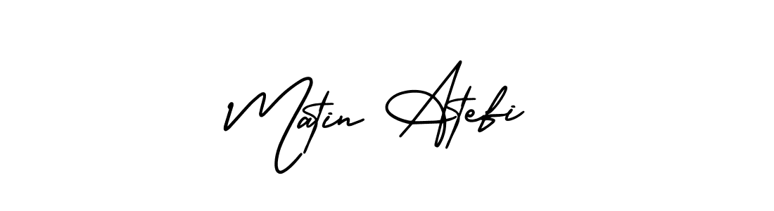 You should practise on your own different ways (AmerikaSignatureDemo-Regular) to write your name (Matin Atefi) in signature. don't let someone else do it for you. Matin Atefi signature style 3 images and pictures png