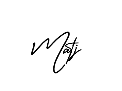 You should practise on your own different ways (AmerikaSignatureDemo-Regular) to write your name (Matj) in signature. don't let someone else do it for you. Matj signature style 3 images and pictures png