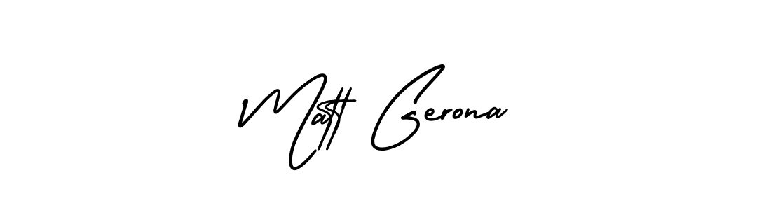 The best way (AmerikaSignatureDemo-Regular) to make a short signature is to pick only two or three words in your name. The name Matt Gerona include a total of six letters. For converting this name. Matt Gerona signature style 3 images and pictures png