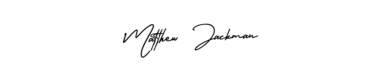 You should practise on your own different ways (AmerikaSignatureDemo-Regular) to write your name (Matthew  Jackman) in signature. don't let someone else do it for you. Matthew  Jackman signature style 3 images and pictures png