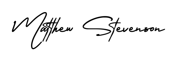 Discover how Matthew Stevenson looks in an executive cursive font (AmerikaSignatureDemo-Regular). Perfect for legal documents, invoices, and certificates. Matthew Stevenson signature style 3 images and pictures png