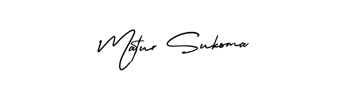 How to make Matur Suksma signature? AmerikaSignatureDemo-Regular is a professional autograph style. Create handwritten signature for Matur Suksma name. Matur Suksma signature style 3 images and pictures png