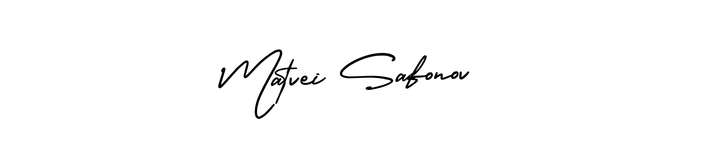 You should practise on your own different ways (AmerikaSignatureDemo-Regular) to write your name (Matvei Safonov) in signature. don't let someone else do it for you. Matvei Safonov signature style 3 images and pictures png