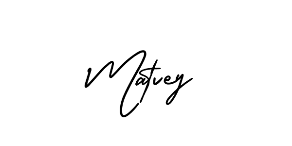 The best way (AmerikaSignatureDemo-Regular) to make a short signature is to pick only two or three words in your name. The name Matvey include a total of six letters. For converting this name. Matvey signature style 3 images and pictures png