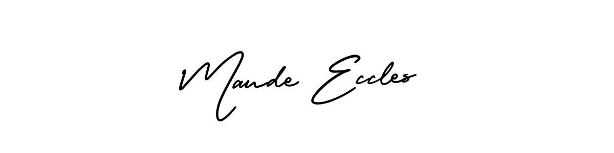 You should practise on your own different ways (AmerikaSignatureDemo-Regular) to write your name (Maude Eccles) in signature. don't let someone else do it for you. Maude Eccles signature style 3 images and pictures png