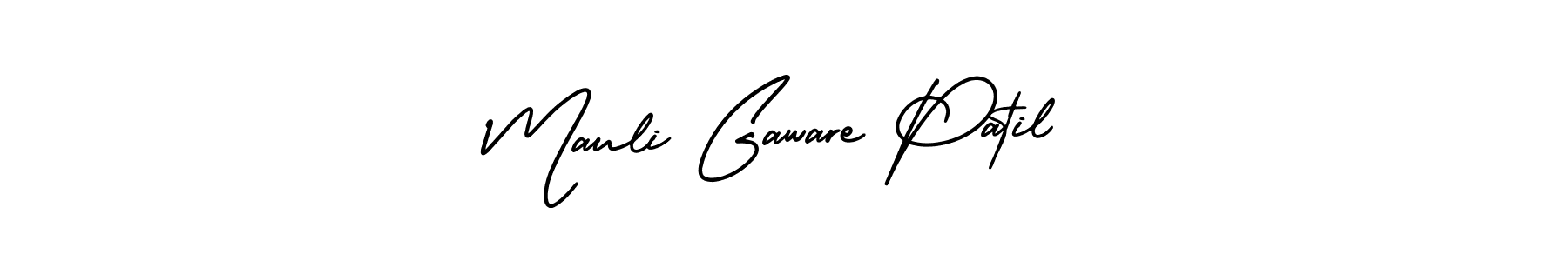 The best way (AmerikaSignatureDemo-Regular) to make a short signature is to pick only two or three words in your name. The name Mauli Gaware Patil include a total of six letters. For converting this name. Mauli Gaware Patil signature style 3 images and pictures png