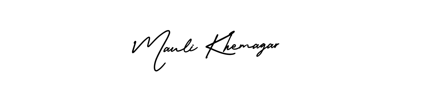 The best way (AmerikaSignatureDemo-Regular) to make a short signature is to pick only two or three words in your name. The name Mauli Khemagar include a total of six letters. For converting this name. Mauli Khemagar signature style 3 images and pictures png