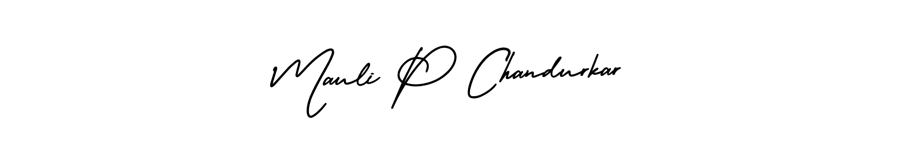 You should practise on your own different ways (AmerikaSignatureDemo-Regular) to write your name (Mauli P Chandurkar) in signature. don't let someone else do it for you. Mauli P Chandurkar signature style 3 images and pictures png