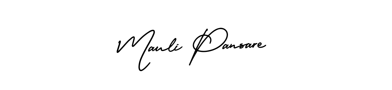 You should practise on your own different ways (AmerikaSignatureDemo-Regular) to write your name (Mauli Pansare) in signature. don't let someone else do it for you. Mauli Pansare signature style 3 images and pictures png