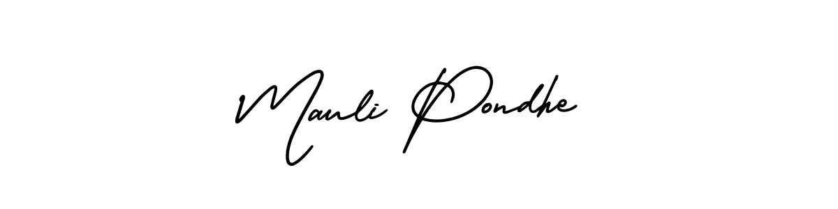 You should practise on your own different ways (AmerikaSignatureDemo-Regular) to write your name (Mauli Pondhe) in signature. don't let someone else do it for you. Mauli Pondhe signature style 3 images and pictures png