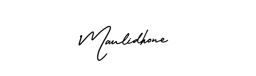 The best way (AmerikaSignatureDemo-Regular) to make a short signature is to pick only two or three words in your name. The name Maulidhone include a total of six letters. For converting this name. Maulidhone signature style 3 images and pictures png