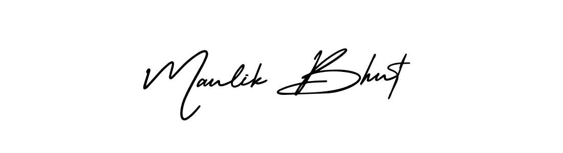 The best way (AmerikaSignatureDemo-Regular) to make a short signature is to pick only two or three words in your name. The name Maulik Bhut include a total of six letters. For converting this name. Maulik Bhut signature style 3 images and pictures png