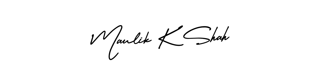 Make a beautiful signature design for name Maulik K Shah. With this signature (AmerikaSignatureDemo-Regular) style, you can create a handwritten signature for free. Maulik K Shah signature style 3 images and pictures png