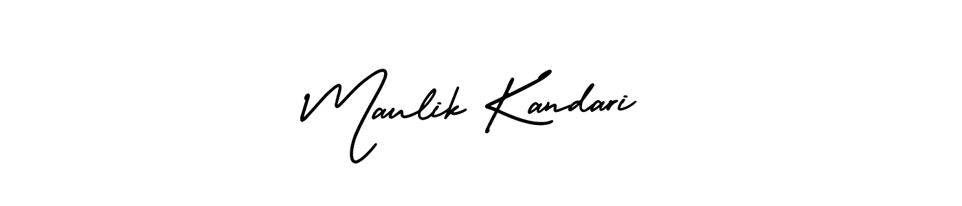 The best way (AmerikaSignatureDemo-Regular) to make a short signature is to pick only two or three words in your name. The name Maulik Kandari include a total of six letters. For converting this name. Maulik Kandari signature style 3 images and pictures png