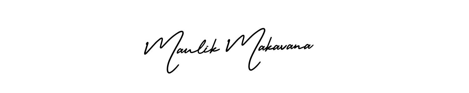 The best way (AmerikaSignatureDemo-Regular) to make a short signature is to pick only two or three words in your name. The name Maulik Makavana include a total of six letters. For converting this name. Maulik Makavana signature style 3 images and pictures png