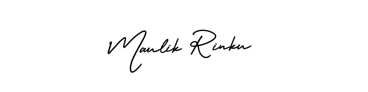 How to make Maulik Rinku name signature. Use AmerikaSignatureDemo-Regular style for creating short signs online. This is the latest handwritten sign. Maulik Rinku signature style 3 images and pictures png