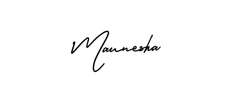 AmerikaSignatureDemo-Regular is a professional signature style that is perfect for those who want to add a touch of class to their signature. It is also a great choice for those who want to make their signature more unique. Get Maunesha name to fancy signature for free. Maunesha signature style 3 images and pictures png