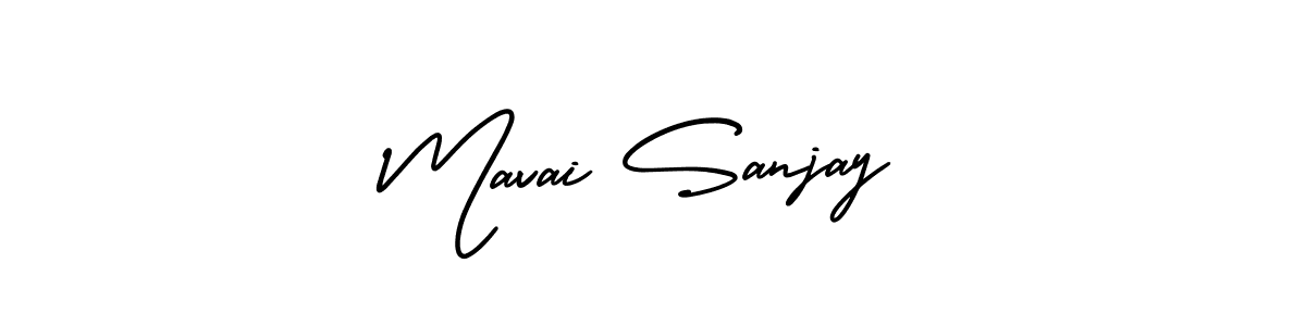 The best way (AmerikaSignatureDemo-Regular) to make a short signature is to pick only two or three words in your name. The name Mavai Sanjay include a total of six letters. For converting this name. Mavai Sanjay signature style 3 images and pictures png