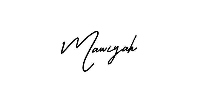 You should practise on your own different ways (AmerikaSignatureDemo-Regular) to write your name (Mawiyah) in signature. don't let someone else do it for you. Mawiyah signature style 3 images and pictures png