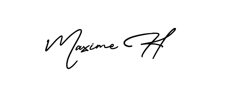 How to make Maxime H name signature. Use AmerikaSignatureDemo-Regular style for creating short signs online. This is the latest handwritten sign. Maxime H signature style 3 images and pictures png