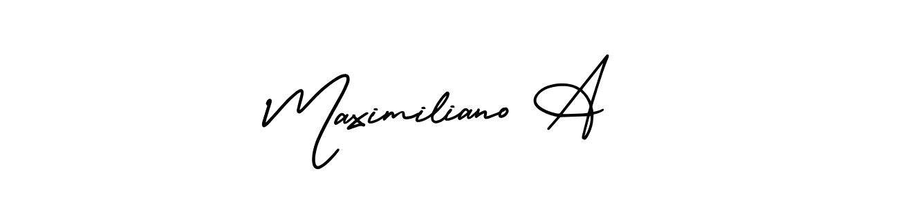 How to make Maximiliano A name signature. Use AmerikaSignatureDemo-Regular style for creating short signs online. This is the latest handwritten sign. Maximiliano A signature style 3 images and pictures png